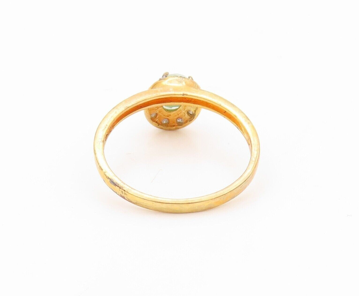 925 Sterling Silver Vintage Ring Gold Plated Diamonds & Gemstones  Sz 8  RG30312