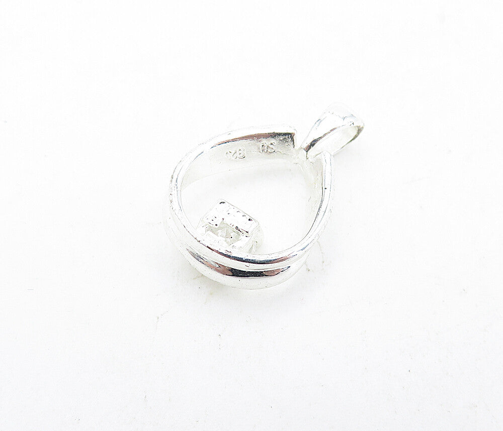 925 Sterling Silver  Petite Cubic Zirconia Open Tear Drop Pendant  PT3992