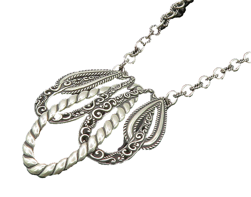 CAROLYN POLLACK 925 Silver  Vintage Shiny Swirl Twist Chain Necklace  NE3445