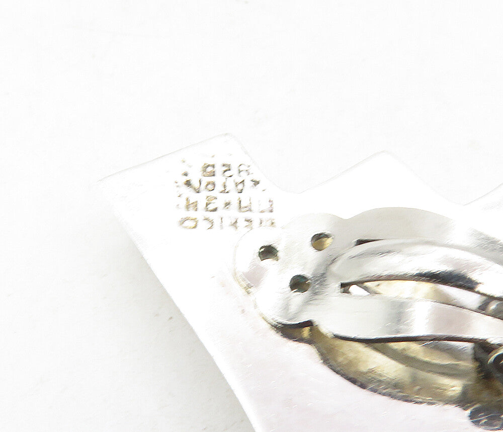 MEXICO 925 Silver  Vintage Shiny 2 Tone Modernist Non Pierce Earrings  EG4790