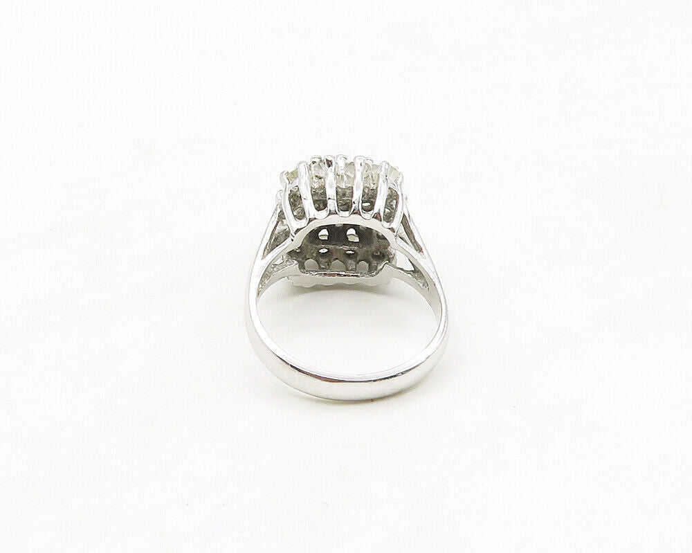 UNCAS 925 Sterling Silver  Prong Set Topaz Cluster Cocktail Ring Sz 8  RG17406