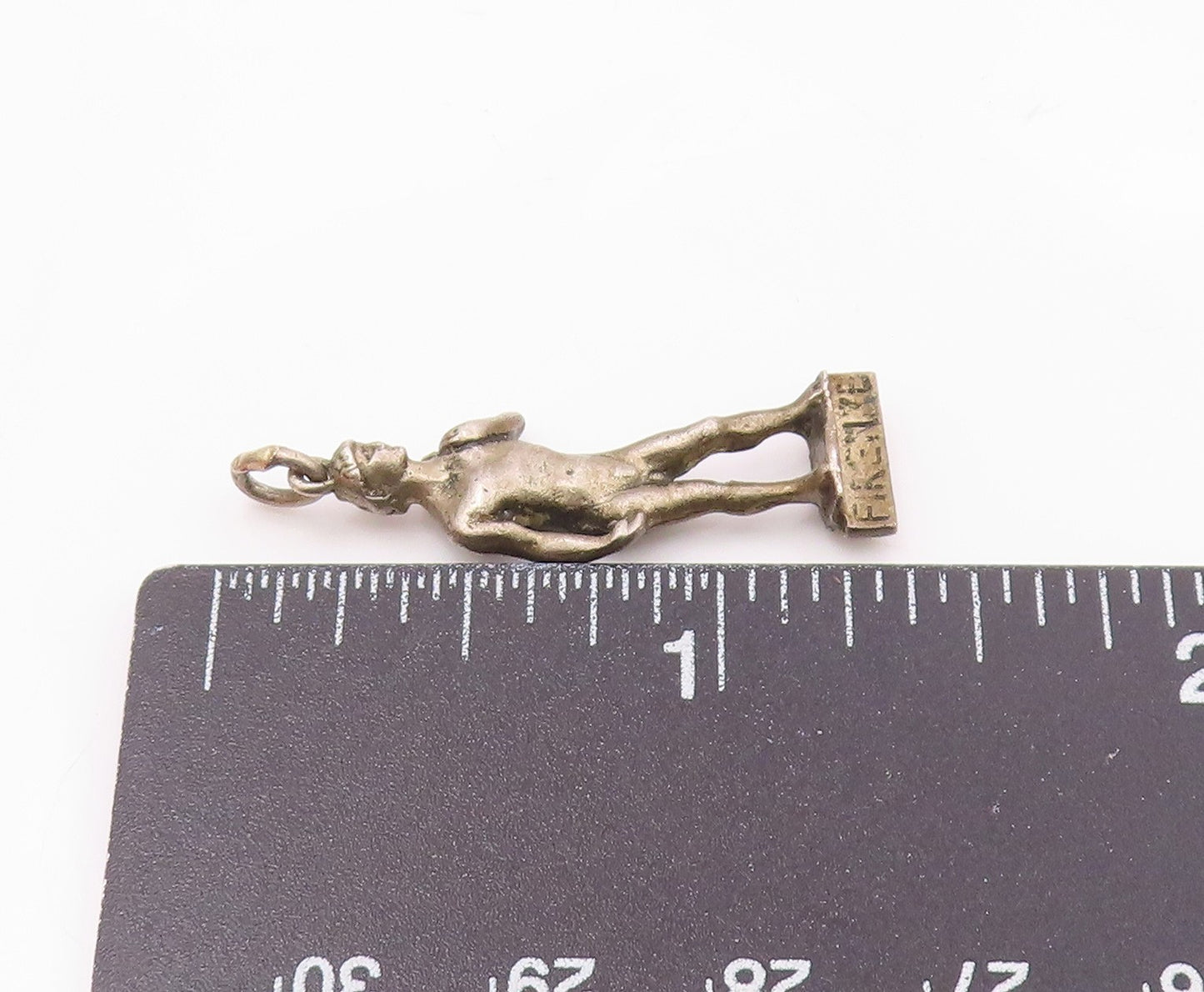 925 Sterling Silver  Vintage Petite Male Statue Dark Tone Pendant  PT18468
