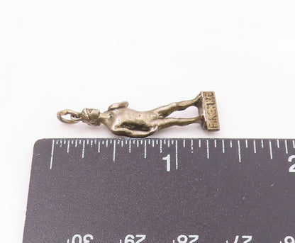 925 Sterling Silver  Vintage Petite Male Statue Dark Tone Pendant  PT18468