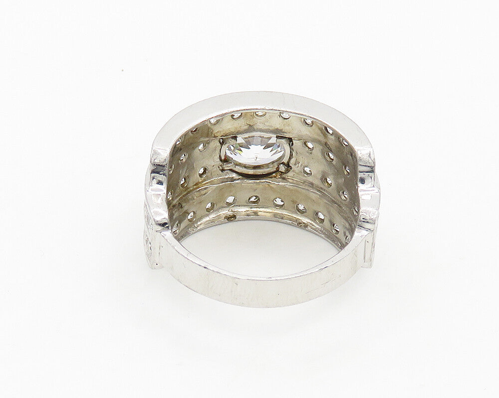 925 Sterling Silver  Vintage Cubic Zirconia 4 Row Band Ring Sz 9  RG19390