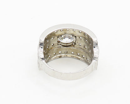 925 Sterling Silver  Vintage Cubic Zirconia 4 Row Band Ring Sz 9  RG19390