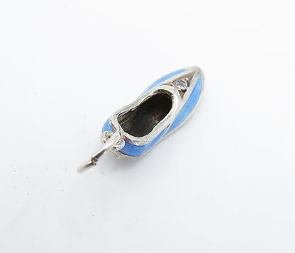 925 Sterling Silver  Genuine Diamond Accent Enamel Shoe Motif Pendant  PT5084