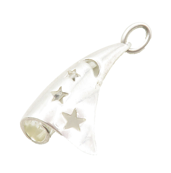 925 Sterling Silver  Shiny Petite Moon & Stars Cutout Drop Pendant  PT10413