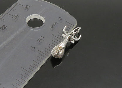 925 Sterling Silver  Vintage Shiny Petite Reindeer's Head Pendant  PT19389