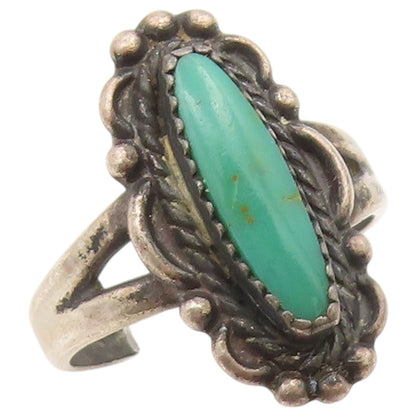 925 Sterling Silver Vintage Ring NAVAJO Turquoise Statement Band  Sz 6  RG36544