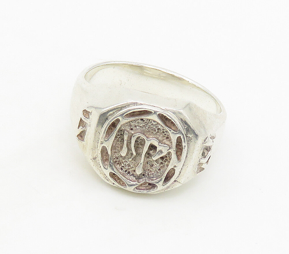 925 Sterling Silver  Vintage Shiny Chiseled Dome Band Ring Sz 12  RG16861