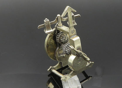 925 Sterling Silver  Vintage Heavy Mechanical Desktop Clock (SPINS)  TR2752