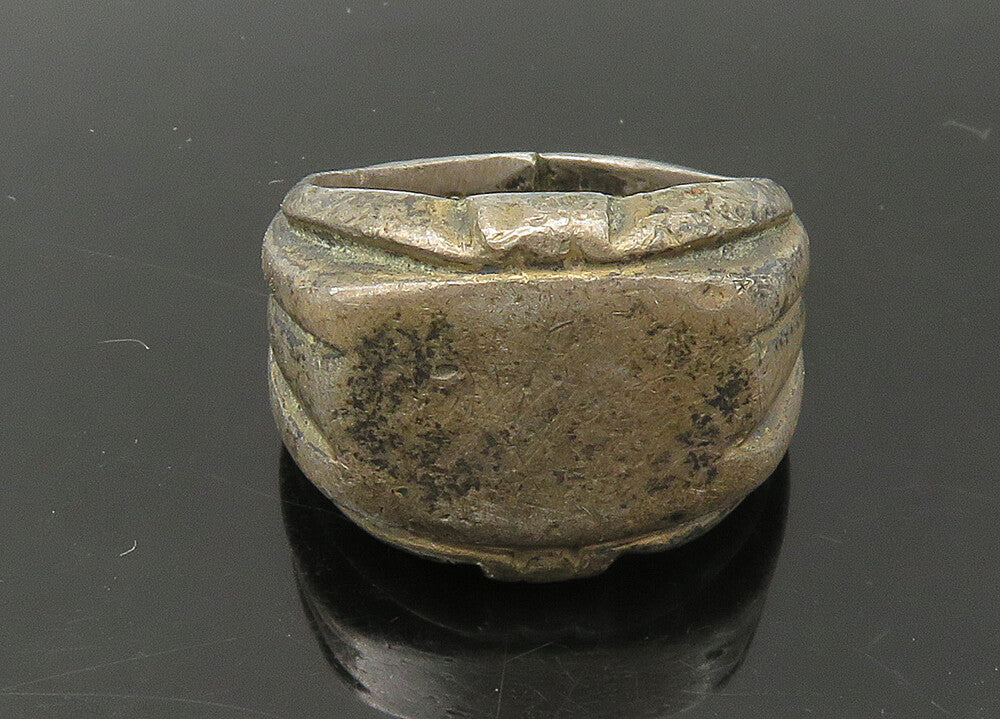 925 Sterling Silver  Vintage Antique Dark Tone Fluted Band Ring Sz 7  RG22577