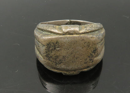 925 Sterling Silver  Vintage Antique Dark Tone Fluted Band Ring Sz 7  RG22577