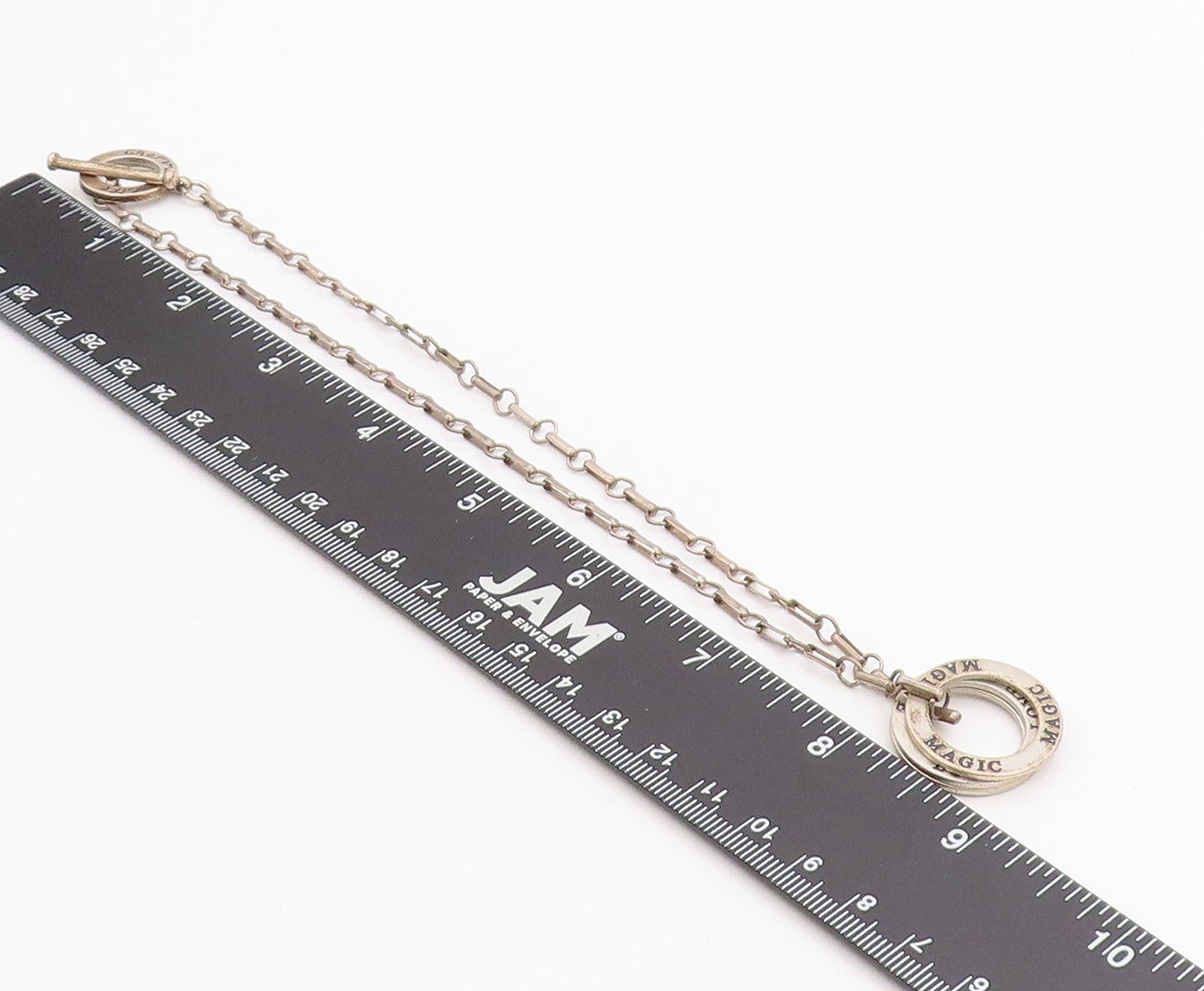 925 Sterling Silver Vintage Necklace With Engraved Love Happiness Magic  NE4616