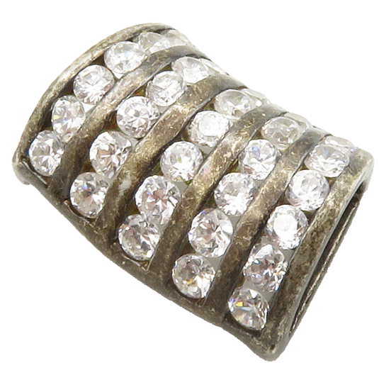 925 Sterling Silver  Vintage Cubic Zirconia Dark Tone Slide Pendant  PT11415
