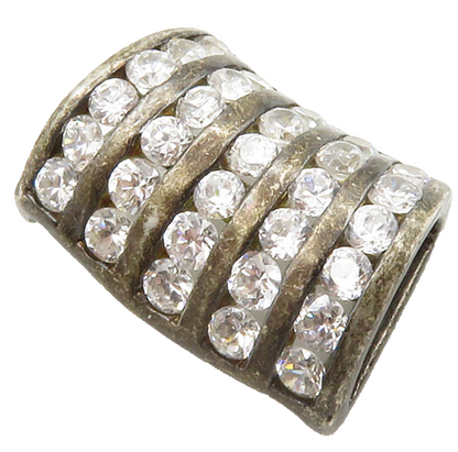 925 Sterling Silver  Vintage Cubic Zirconia Dark Tone Slide Pendant  PT11415