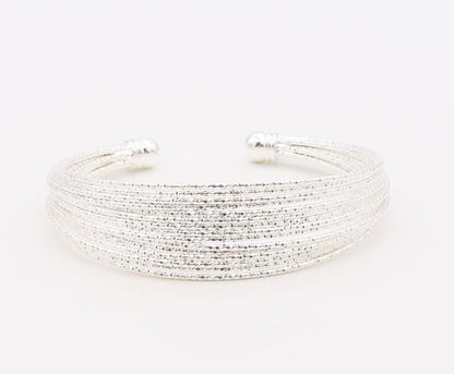 925 Sterling Silver Vintage Bracelet Minimalist Multi Strand Open Cuff  BT12135