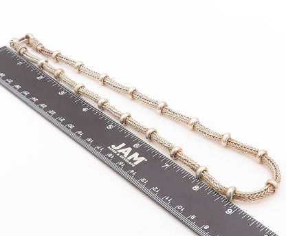 925 Sterling Silver Vintage Necklace BALI Carved Wheat Chain Beaded Rings NE4359