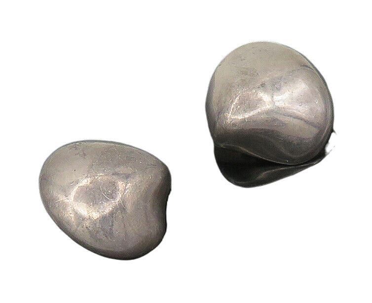 MEXICO 925 Sterling Silver  Vintage Shiny Smooth Non Pierce Earrings  EG9047