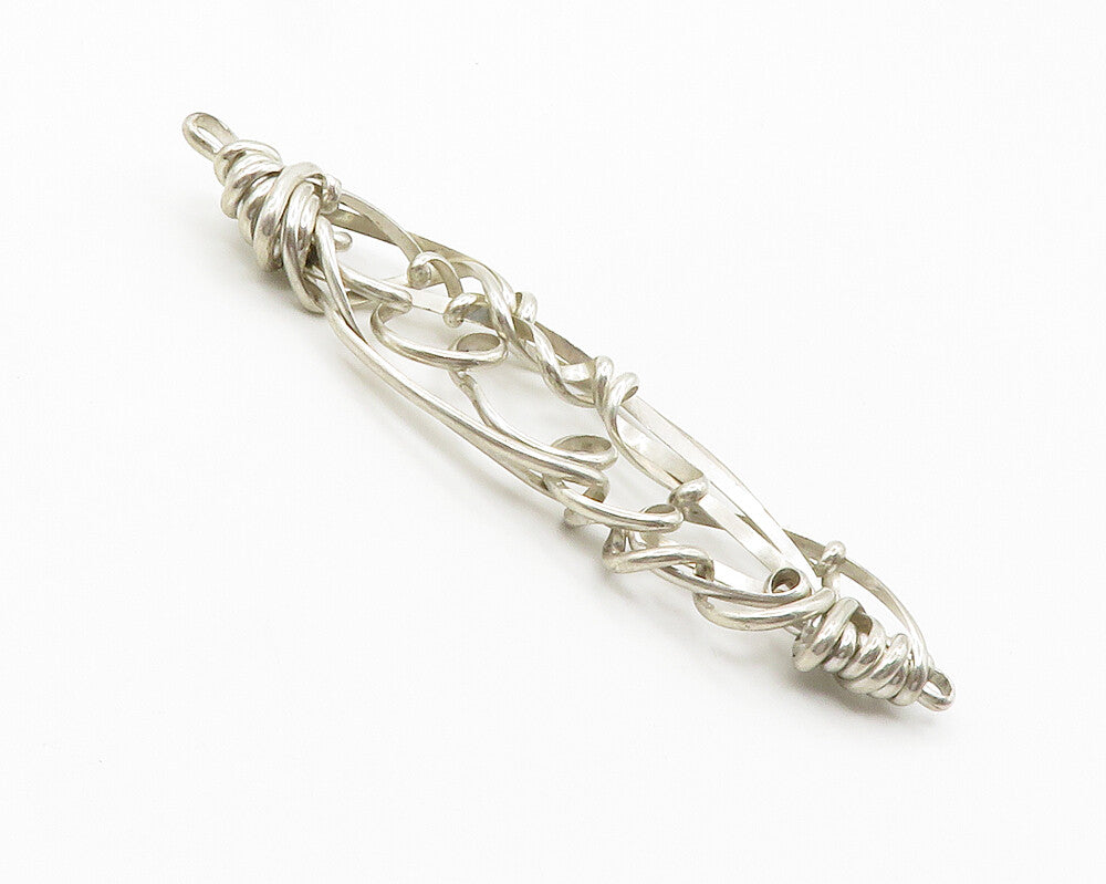 925 Sterling Silver  Vintage Modernist Wire Swirl Design Pendant  PT11353