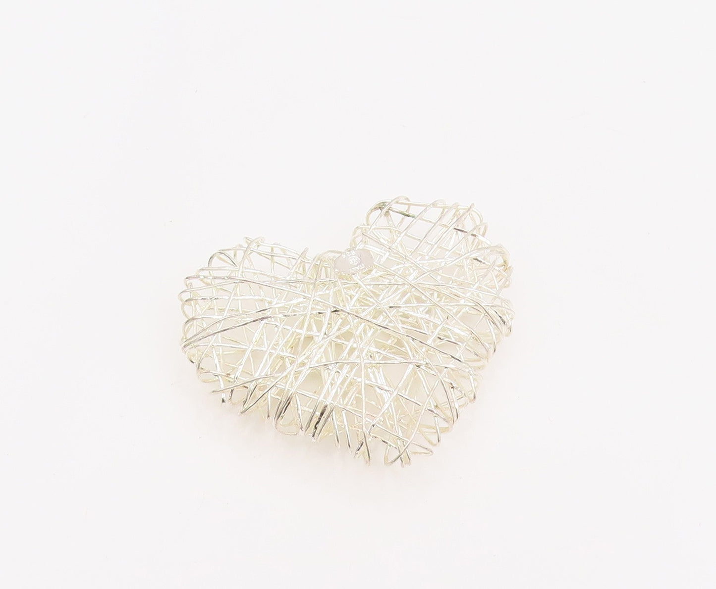 925 Sterling Silver Vintage Pendant Minimalist Wire Woven Love Heart  PT25612
