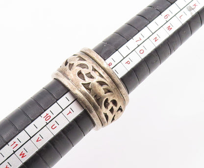 925 Sterling Silver Vintage Ring Floral Leaf Scroll Spinner Band  Sz 9  RG35899