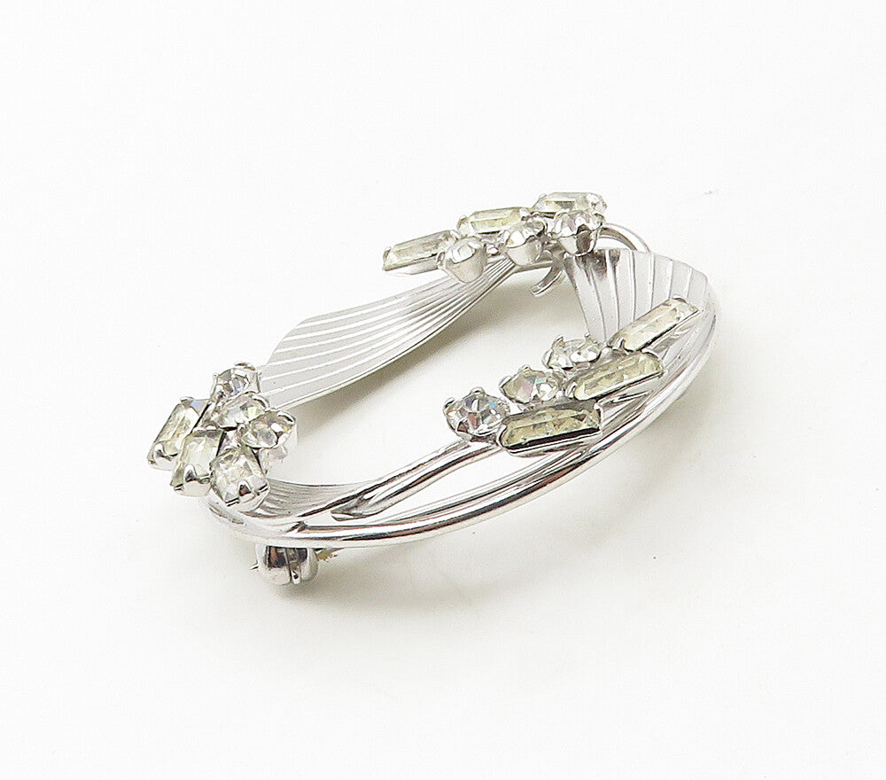 CARL ART 925 Sterling Silver  Vintage Topaz Floral Wreath Brooch Pin  BP6611