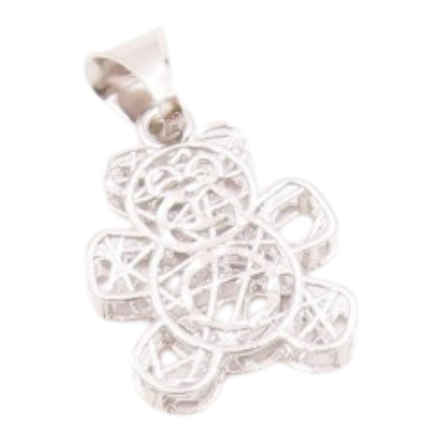 925 Sterling Silver  Etching Detail Wired Teddy Bear Drop Pendant  PT1394