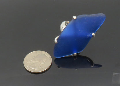 CHARLES ALBERT 925 Silver  Vintage Recycled Glass Cocktail Ring Sz 7  RG20363