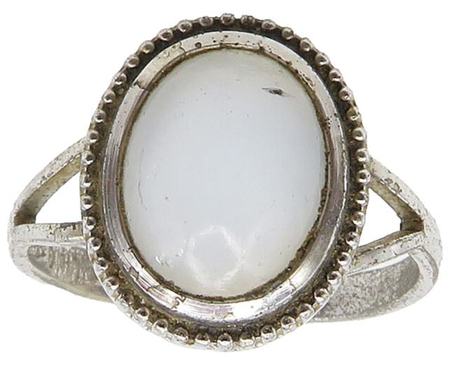 CLARK  COOMBS 925 Silver  Cabochon Cut White Cat's Eye Band Ring Sz 5  RG16270