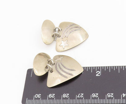 925 Sterling Silver Vintage Earrings Etched Celestial Shooting Star Drop EG13807