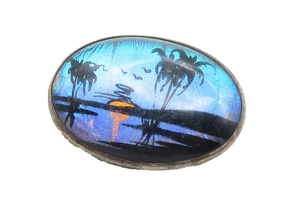 STERLING BAR 925 Silver  Vintage Morpho Butterfly Wing Brooch Pin  BP4031