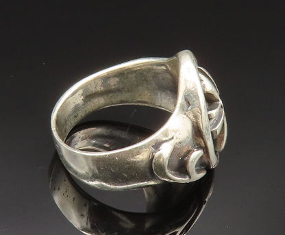 925 Sterling Silver Vintage Carved Religious Cross Signet Ring Sz 7  RG24832