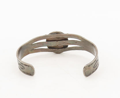 925 Sterling Silver Vintage Bracelet NAVAJO White Buffalo Split Band  BT10231