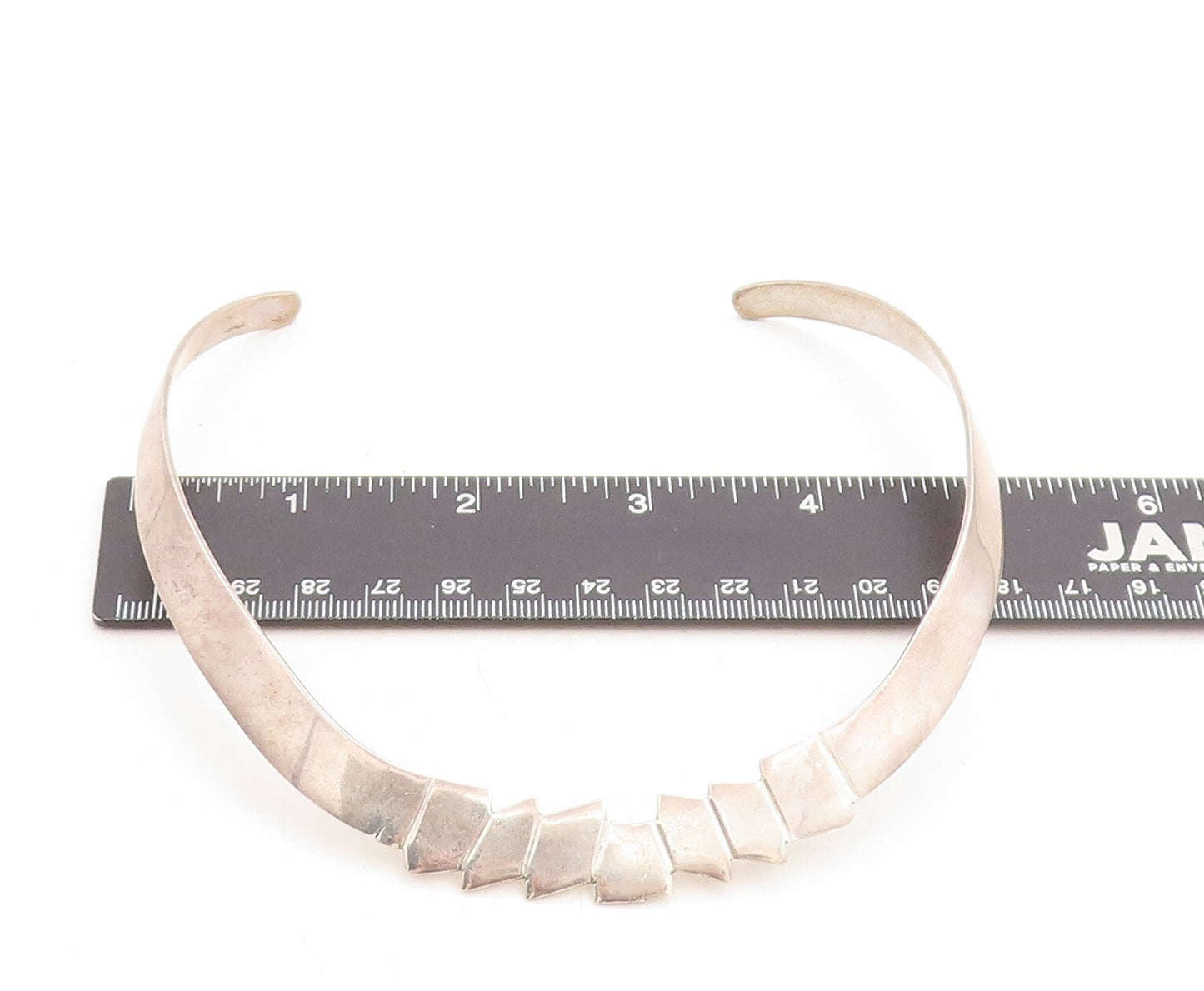 MEXICO 925 Sterling Silver  Vintage Smooth Shiny Collar Necklace  NE1900