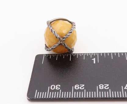 925 Sterling Silver Vintage Pendant Twisted Rope Caged Gemstone  PT24446