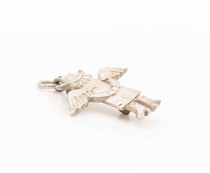 925 Sterling Silver Vintage Pendant Mini Cowgirl Angel Cutout Charm  PT24115