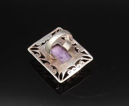925 Silver  Vintage Openwork Frame Charoite Statement Ring Sz 7  RG26039