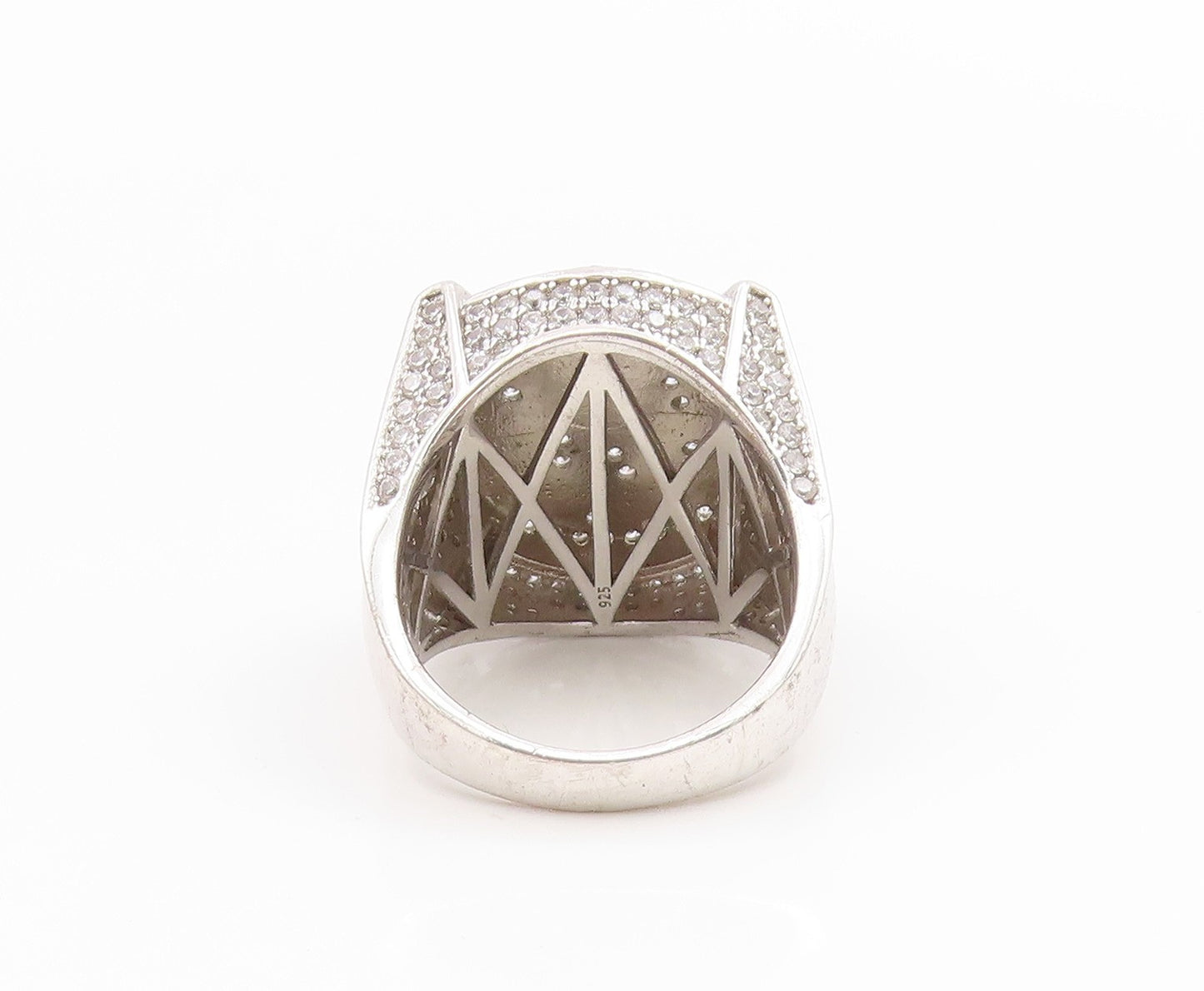 925 Sterling Silver Vintage Ring CZ Allah Arabic Calligraphy Band Sz 11 RG34545