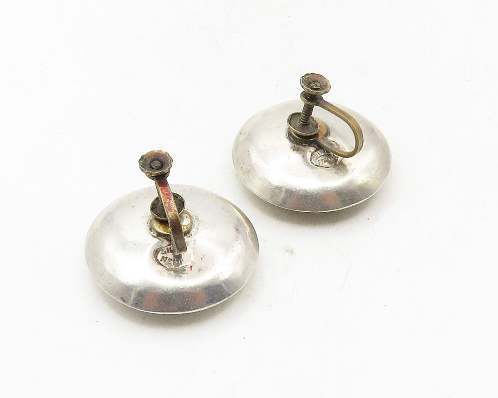 MEXICO 925 Sterling Silver  Vintage Antique Hollow Non Pierce Earrings  EG5135