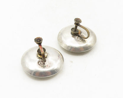 MEXICO 925 Sterling Silver  Vintage Antique Hollow Non Pierce Earrings  EG5135