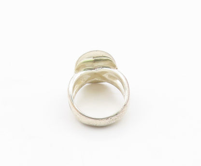 925 Sterling Silver Vintage Ring Large Oval Hammered Effect  Sz 7.5  RG31343
