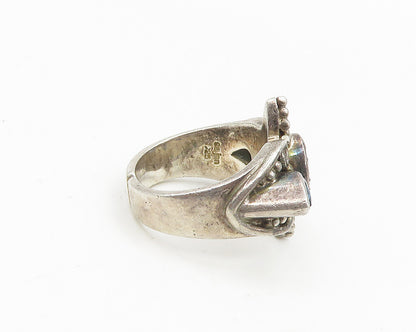 SAJEN 925 Silver  Vintage Druzy Stone & Blue Topaz Band Ring Sz 7  RG18575
