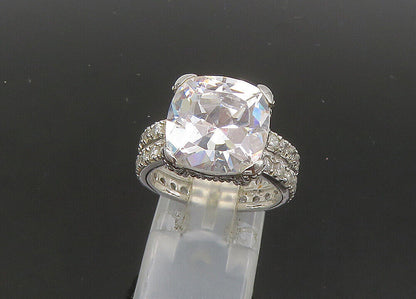 925 Sterling Silver  Vintage Shiny Cubic Zirconia Cocktail Ring Sz 7  RG22220