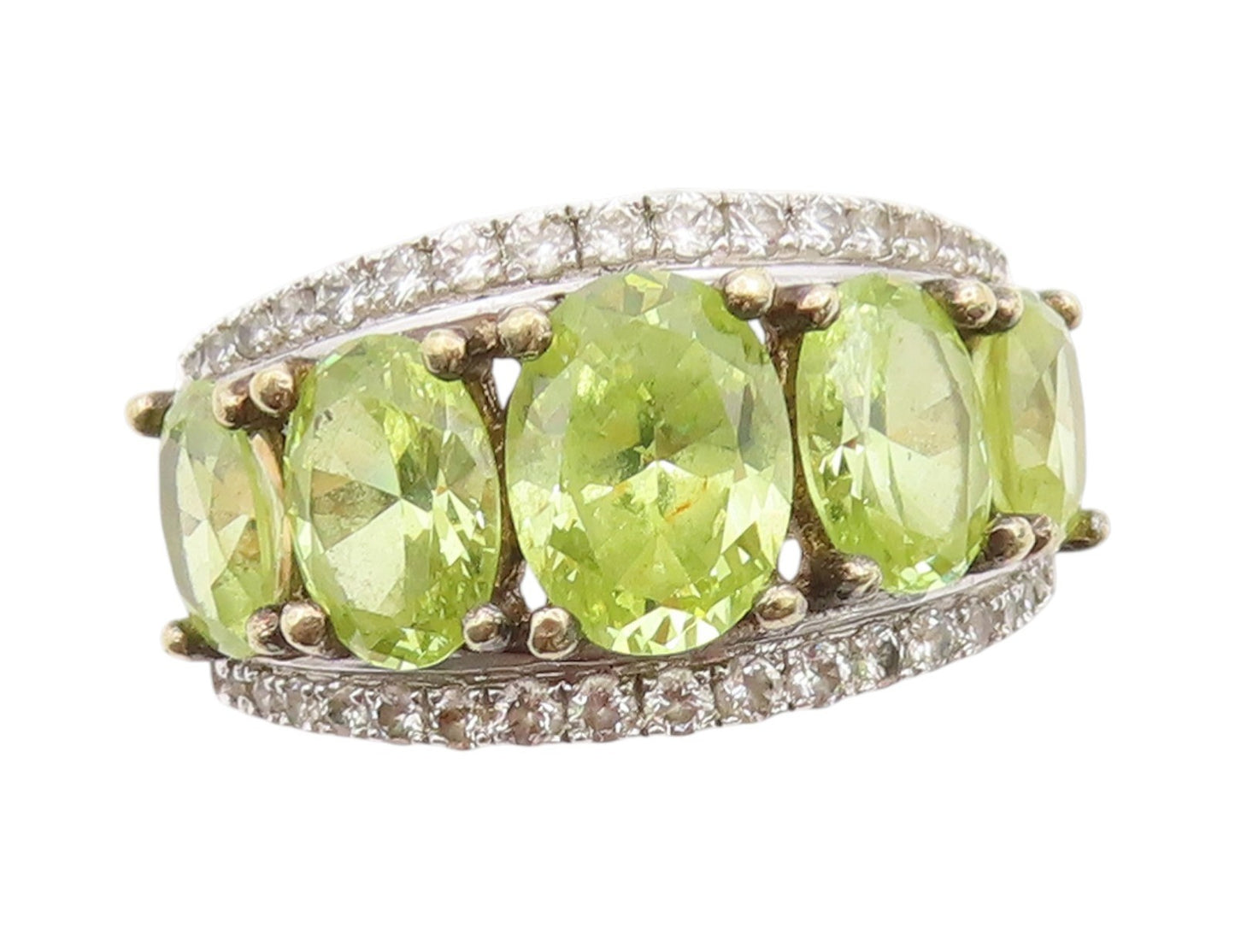 925 Sterling Silver Vintage Ring Gold Plated Topaz & Gemstone Band Sz 7  RG33336