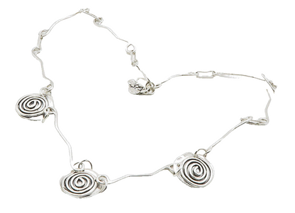SHERRY TINSMAN 925 Sterling Silver Shiny Spiral Bar Link Chain Necklace NE2611