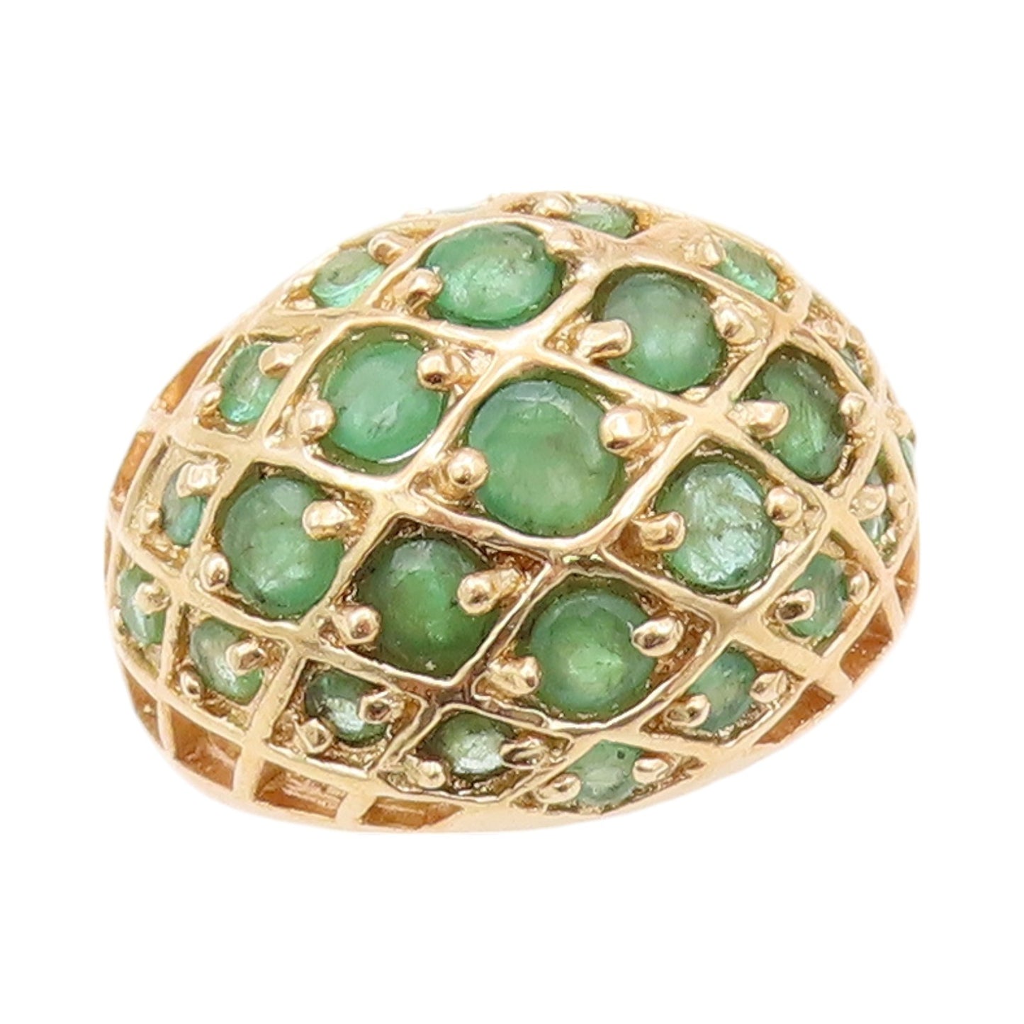 925 Sterling Silver Vintage Ring Gold Plated Net Effect Emerald  Sz 5  RG32320