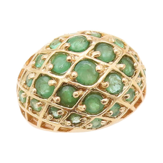 925 Sterling Silver Vintage Ring Gold Plated Net Effect Emerald  Sz 5  RG32320