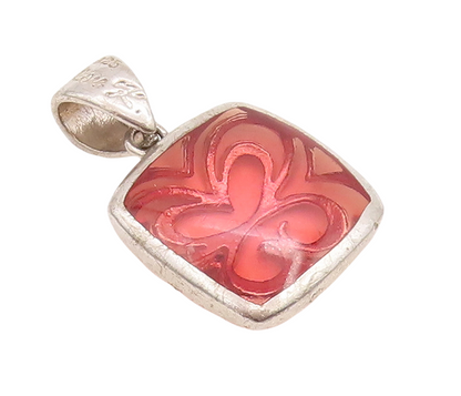 925 Sterling Silver Vintage Pendant Red Gemstone Caged Heart Design  PT23289