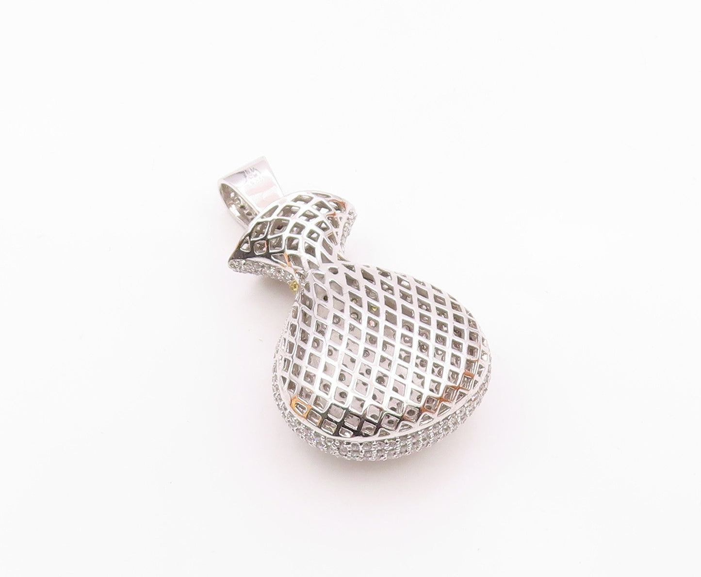 925 Silver  Vintage Shiny Cubic Zirconia Encrusted Money Bag Pendant  PT18347